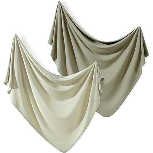 GRSSDER 2 Pack Newborn Swaddle Blanket, Ultra Soft Stretchy Jersey Knit Extra Large Size 33 x 44 Receiving Blankets for Easy Swaddling Baby Snug and Cozy