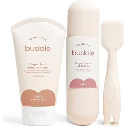Rash Rescue & Paddle Pal Kit, 40% Zinc Oxide Ointment with Silicone Spatula Applicator to Protect Baby Bottom, Gift Set, 4 oz