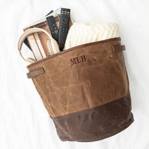 Personalized Waxed Canvas Hamper
