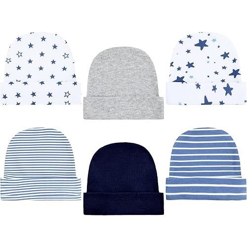 Newcotte 6 Pcs Preemie Baby Hats Cotton Preemie Caps Warm Newborn Beanie Premature Hat for Nicu Premature Boy Girl