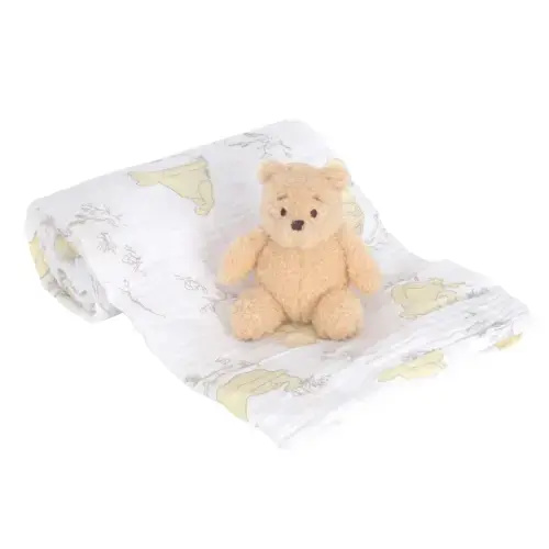 Disney Baby Winnie the Pooh Swaddle Blanket & Plush Toy Gift Set