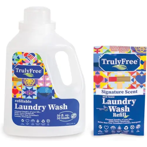 Laundry Detergent for Sensitive Skin | Gentle & Safe for Baby Clothes | Plant-Based | Easy to Dissolve to Create a Liquid| Include 1 Refillable Bottle| Signature Scent (50 Loads)