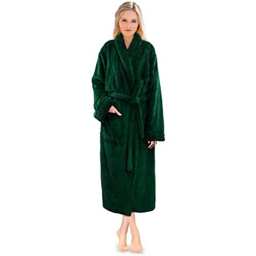PAVILIA Premium Womens Plush Soft Robe Fluffy, Warm, Fleece Sherpa Shaggy Bathrobe (S/M, Black)