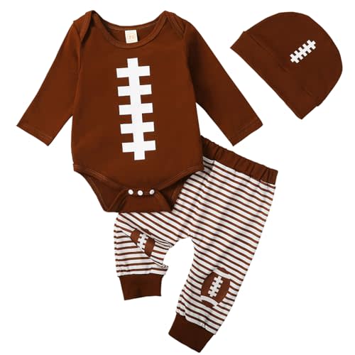 Mubineo Baby Boy Clothes Football Outfits Long Sleeve Romper Pant Set Infant Fall Winter Newborn Outfit