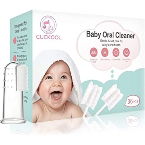 Baby Toothbrush, Infant Toothbrush Clean Baby Gums Disposable Tongue Cleaner Gauze Toothbrush Infant Oral Cleaning Stick Dental Care for 0-36 Month Baby