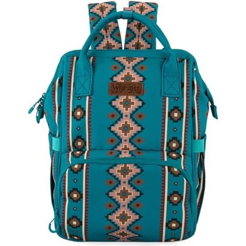 Montana West x Wrangler Aztec Travel Backpack Western Baby Bag Multi-Function Bags with Waterproof Insulated Pockets