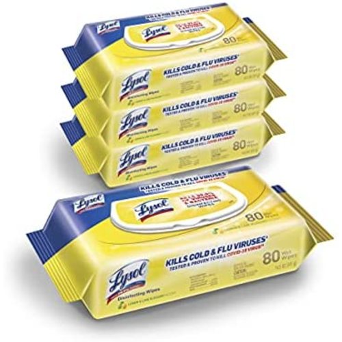 Lysol Disinfectant Handi-Pack Wipes, Multi-Surface Antibacterial Cleaning Wipes, For Disinfecting and Cleaning, Lemon and Lime Blossom, 320 Count (Pack of 4)
