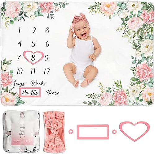 Baby Milestone Blanket Set, Cozy Softness, Large size 60x40, To Photograph and Cherish Baby's First Year