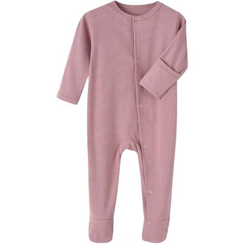One-Piece Magnetic Button Jumpsuits Long Sleeved Warm Cotton Bodysuit Unisex Single-Breasted Clothing for 0-12 Months