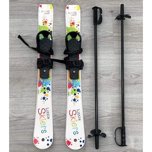 Starter Plastic Skis and Poles - Perfect Beginner ski for ages 0-4 years
