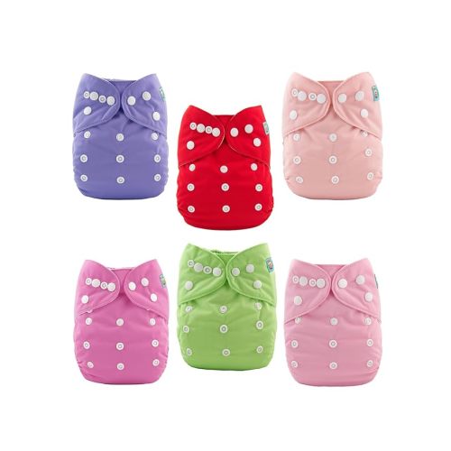 ALVABABY Baby Cloth Diapers 18pcs One Size Adjustable Washable Reusable for Baby Girls 6 Pack + 12 Inserts 6BM100-DA