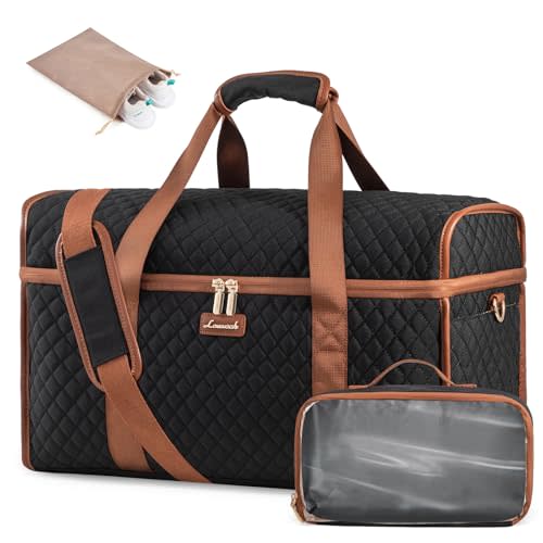LOVEVOOK Travel Duffle Bag, Weekender Bags For Women, Carry On Duffel Bags For Airplanes, Overnight Bag With Toiletry Bag, Hospital Bag for Labor and Delivery, Yoga Gym Bag with Wet Pocket, 3Pcs Set
