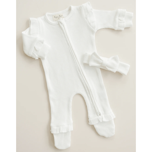 Luna + Luca Ruffle Waffle Set: White / Newborn