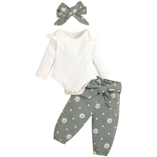 Mubineo Baby Girl Clothes Outfits Cute Flower Romper Daisy Pant Fall Winter Newborn Outfit Sets