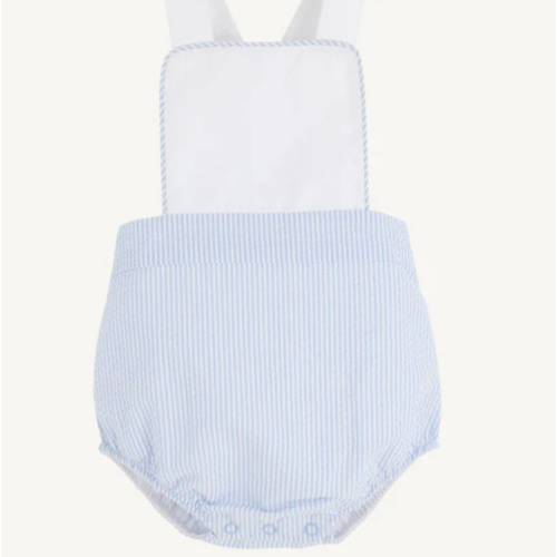 Sayre Sunsuit - Breakers Blue Seersucker with Worth Avenue White
