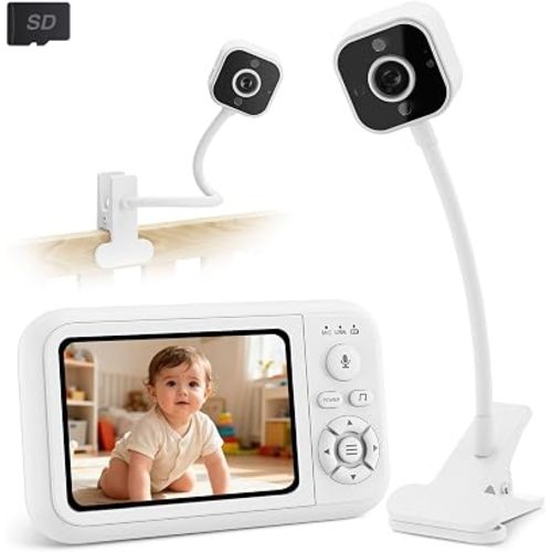Baby Monitor with Camera and Audio, No WiFi, with Clip for Crib & Stand