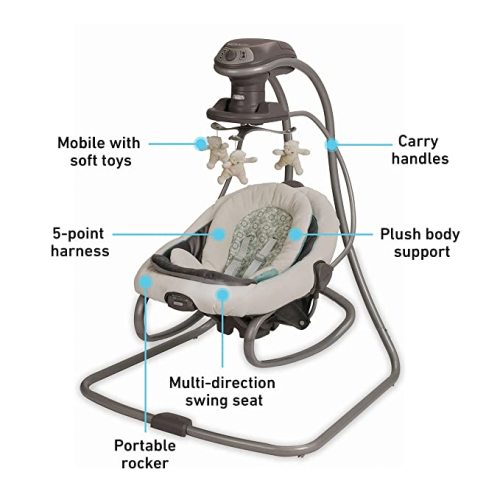 Graco DuetSoothe Swing and Rocker - Light Beige, Light Green