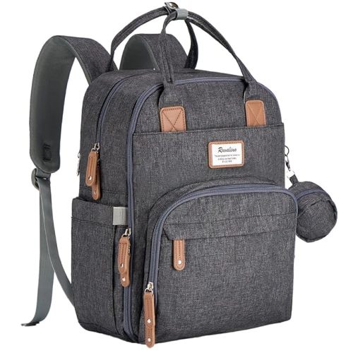 RUVALINO Diaper Bag Backpack - Multifunction Travel Back Pack Maternity Baby Changing Bags, Diaper Changing Totes, Large Capacity, Waterproof and Stylish, Baby Travel Essential, Dark Gray