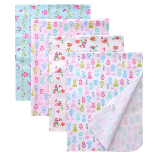 Gina Era Unisex Baby Cotton Flannel Receiving Blankets, Baby Blankets 4 Pcs, Baby Swaddle Blankets, Baby Flannel Blanket 30x30 Inches for Boy Girl (Style-8)