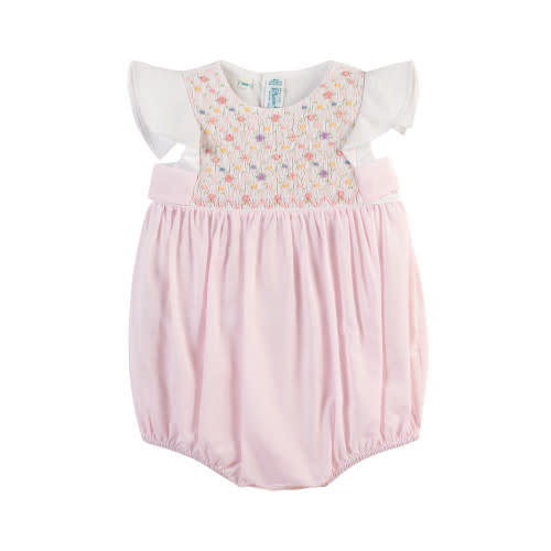 Newborn Baby Girl Clothes | Baby Girl Flower Smocked Romper | Feltman Brothers