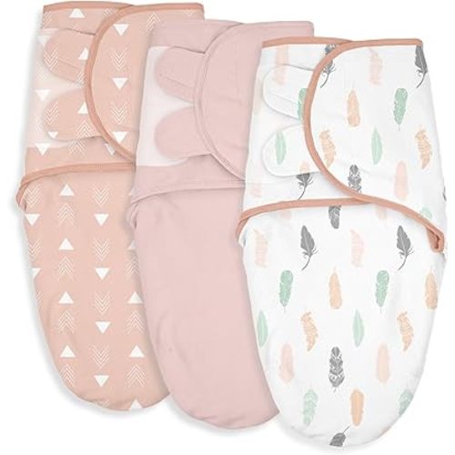 Soarwg Kids Baby Swaddle, Organic Adjustable Baby Swaddles for Newborns, Sleep Sack for Baby Boy and Girl 0-3 Months, 100% Cotton Certified STANDARD 100 by OEKO-TEX, 3-Pack (Feather Trail)