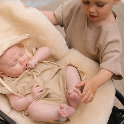 BINIBAMBA Milk Sheepskin Buggy Liner for Prams