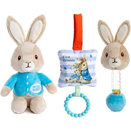KIDS PREFERRED Beatrix Potter Peter Rabbit Gift Set with Stuffed Animal, Rattle, and Teether
