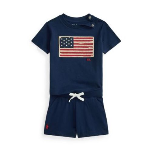 Baby Boys Flag Cotton Jersey Shirt & Short