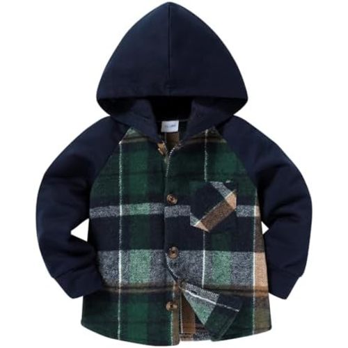 YOUNGER STAR Toddler Kids Boys Girls Flannel Hooded Plaid Shirt Button Baby Red Plaid Shirt Plaid Shirt Hooded Clothes
