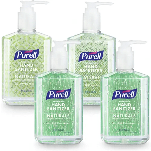 PURELL Advanced Hand Sanitizer Naturals with Plant Based Alcohol, Citrus Scent, 8 fl oz Pump Bottle (Pack of 4), 9626-06-ECDECO