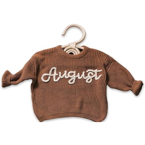 Personalized Hand Embroidered Name Baby Sweater, Custom Baby Knit Sweater with Name, Baby Boy Sweater, Baby Girl Sweater, Birthday Gift for Baby Girls Boy, Newborn Gift