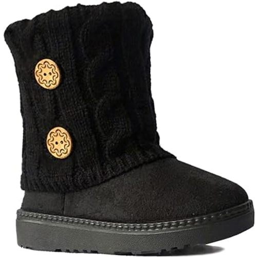 REDVOLUTION Kids Boots Toddler Girls Cute Butterfly Bow | PomPom PU leather Boot (Toddler/Small Kid)