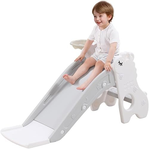 Indoor Slide for Kids Age 1-3 - Toddler Slide Indoor Baby Slide with Climber Ball Pit Slide in Pearl White Kids Indoor Slide Toddler Indoor Slide