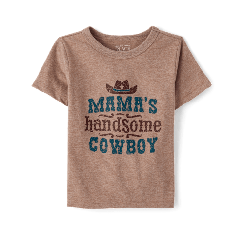 Toddler Boys Mama's Handsome Cowboy Graphic Tee - Brown