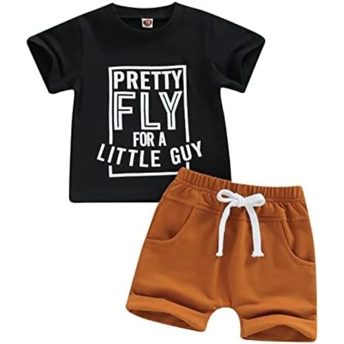 Hnyenmcko Toddler Baby Boy Clothes Set Letter Print Short Sleeve Crewneck T-Shirt Solid Color Shorts Set 2Pcs Summer Outfits