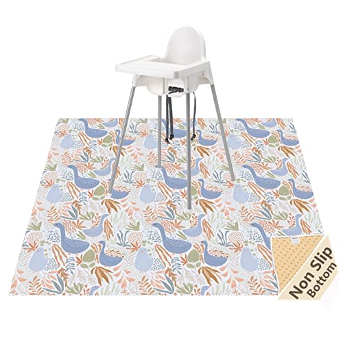 Splat Mat for Under High Chair/Arts/Crafts, Waterproof and Anti-Slip Splash Mat Floor Protector, Washable Highchair Floor Mat, 51 Inch Reusable Messy Mat and Baby Feeding Table Cloth