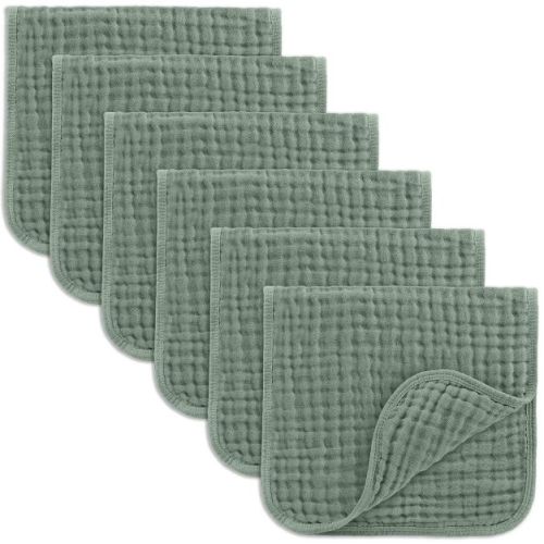 Muslin Burp Cloths Large 100% Cotton By Comfy Cubs (fern, Pack Of 6)