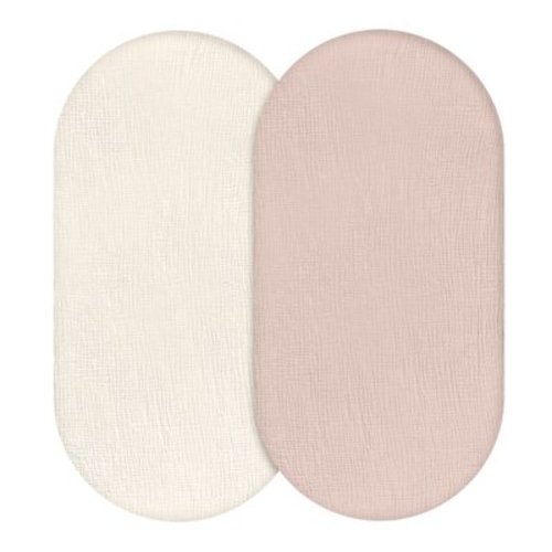Gllquen Baby Bassinet Sheets 100% Muslin Cotton for Newborn Infants Baby Boys and Girls 2 Pack Set 32"X16", Rose