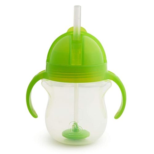 Munchkin Any Angle Sippy Cup for Toddlers, Spill Proof Weighted Straw Cup with Transition Handles for Babies 6 Months and Up, 7 Ounce, Green