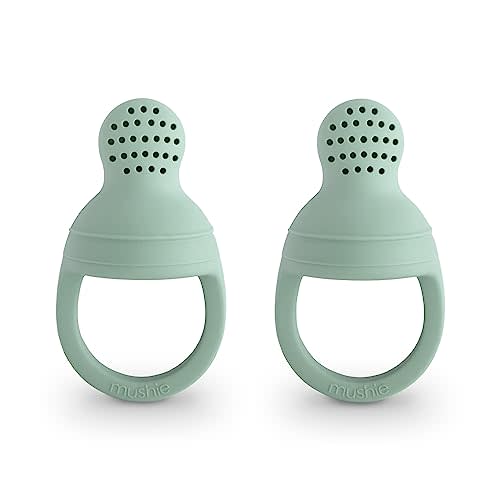 mushie Silicone Baby Fresh Fruit & Food Feeder Pacifier | 6 Months+ (Cambridge Blue)