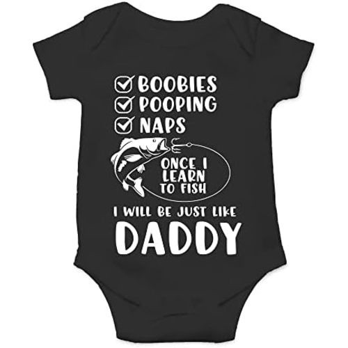 CBTwear Once I Learn to Fish I Will Be Like Daddy - Baby Clothes - Funny Newborn Bodysuit Outfits for Boys and Girls