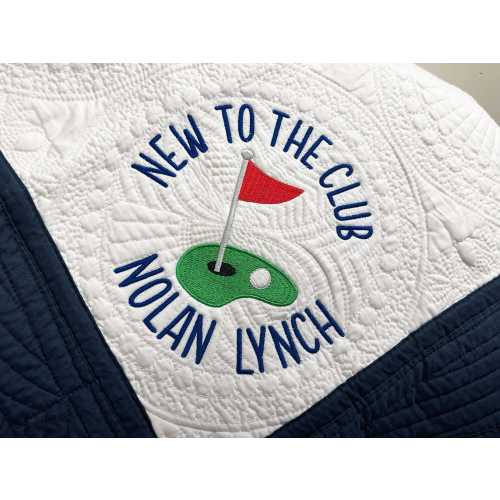 New to the Club Golf Embroidered Baby Gift Blanket