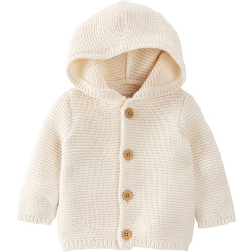 Little Planet by Carter's Baby Organic Signature Stitch Cardigan - 3 Months - Sweet Cream