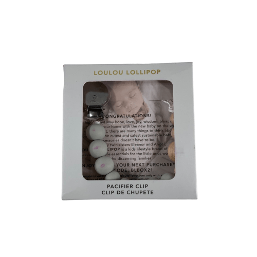 LouLou Lollipop Pacifier Clip, Colour Block, Cool Grey