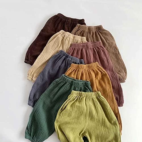 LNICEAR Toddler Baby Boys Girls Pants Basic Plain Comfy Cotton Linen Casual Trousers Bloomers