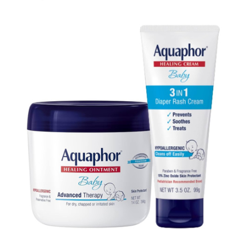 Aquaphor Baby Healing Ointment (14 Oz) + 3-in-1 Diaper Rash Cream (3.5 Oz), Hypoallergenic and Fragrance Free Skin Care Set for Babies