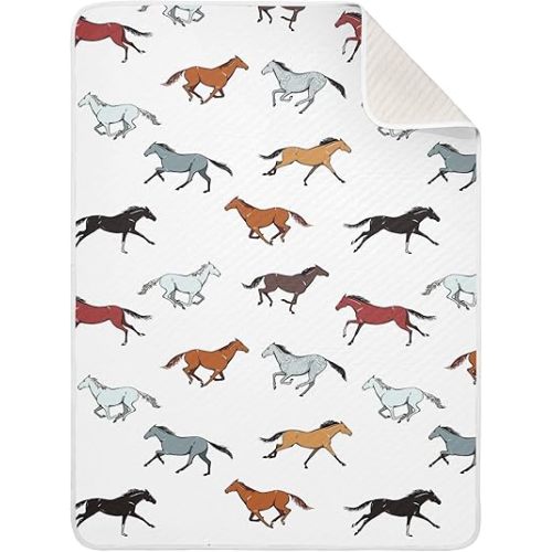 Swaddle Blanket for White Galloping Horse Baby Receiving Blanket Muslin Baby Swaddles Soft Cotton Breathable Nursery Blankets for Unisex Boys and Girls 30x40 Inch