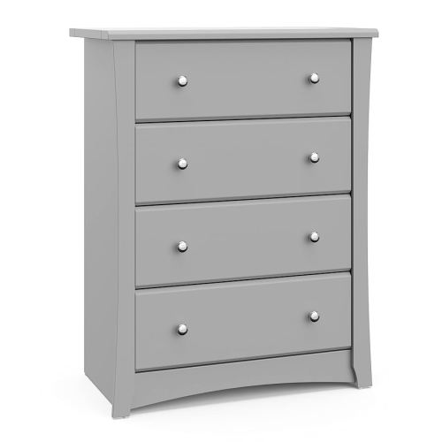 Storkcraft Crescent 4 Drawer Chest (Pebble Gray) – GREENGUARD Gold Certified, Easy-to-Match Chest of Drawers for Nursery and Kids Bedroom, Dresser Organizer for Children’s Bedroom