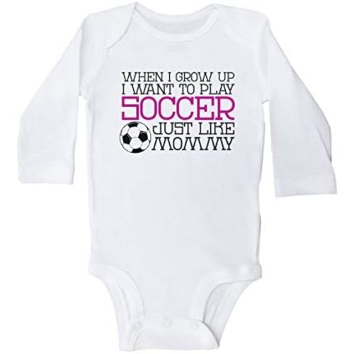 Soccer Onesie/When I Grow Up, Soccer Like Mommy/Girls Pink Bodysuit