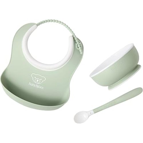 BabyBjörn Baby Feeding Set, 3 pcs, Powder Green